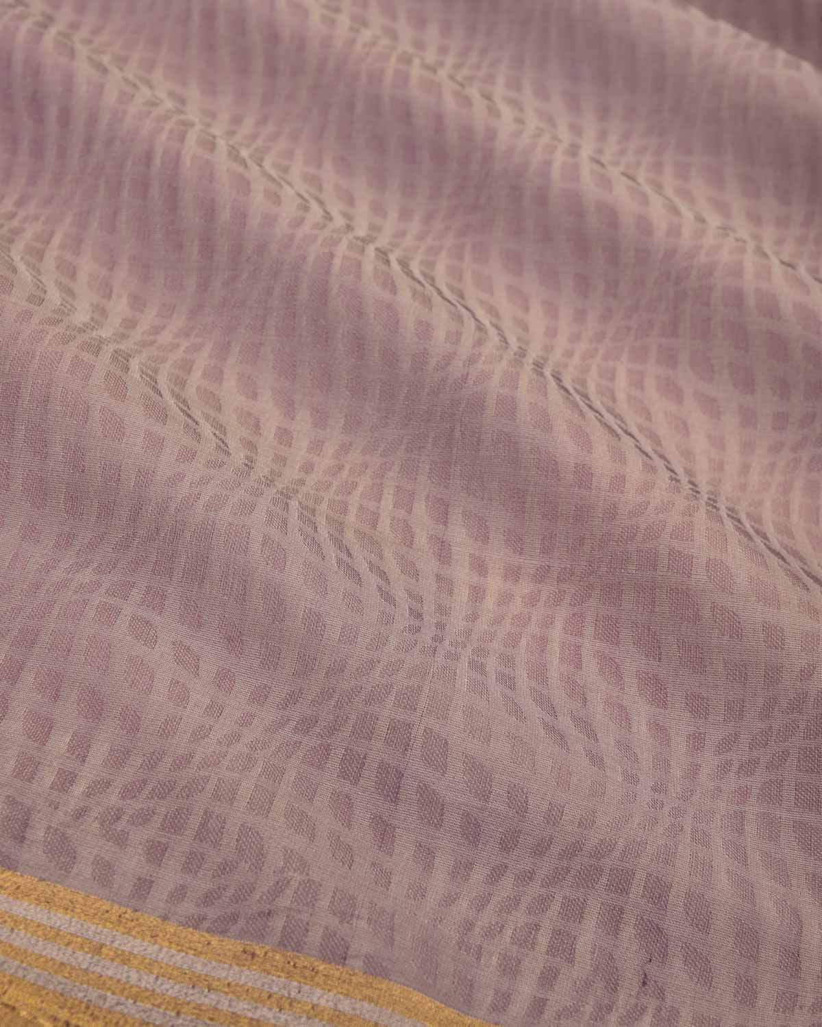 Mauve Watermark Geometric Tanchoi Woven Banarasi Kora Silk Saree-HolyWeaves