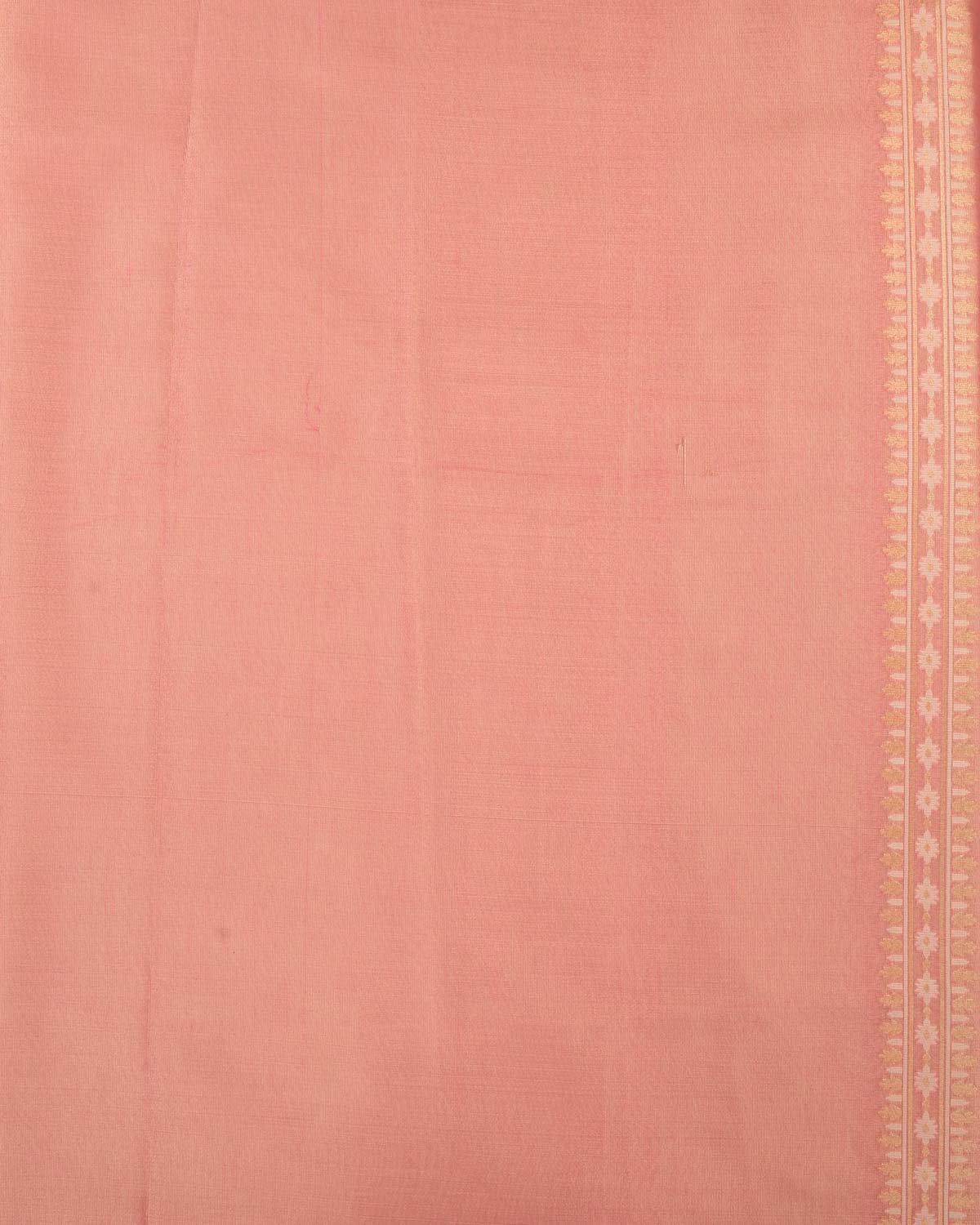 Metallic Pink Banarasi Gold Zari Ornament Chevron Cutwork Brocade Woven Art Cotton Tissue Saree-HolyWeaves