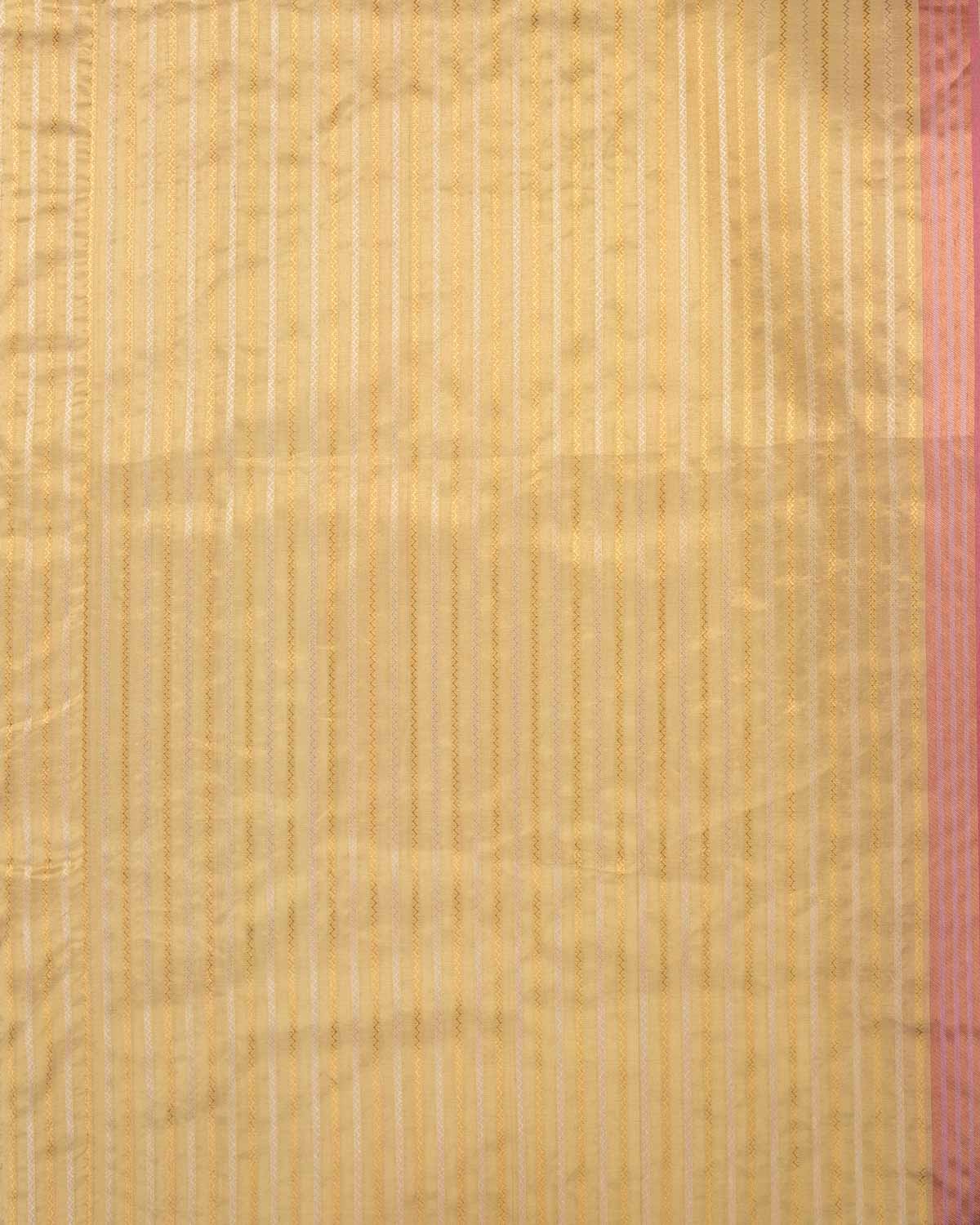 Magenta Watermark Illusion Tanchoi Banarasi Kora Silk Saree with Zari Border Pallu-HolyWeaves