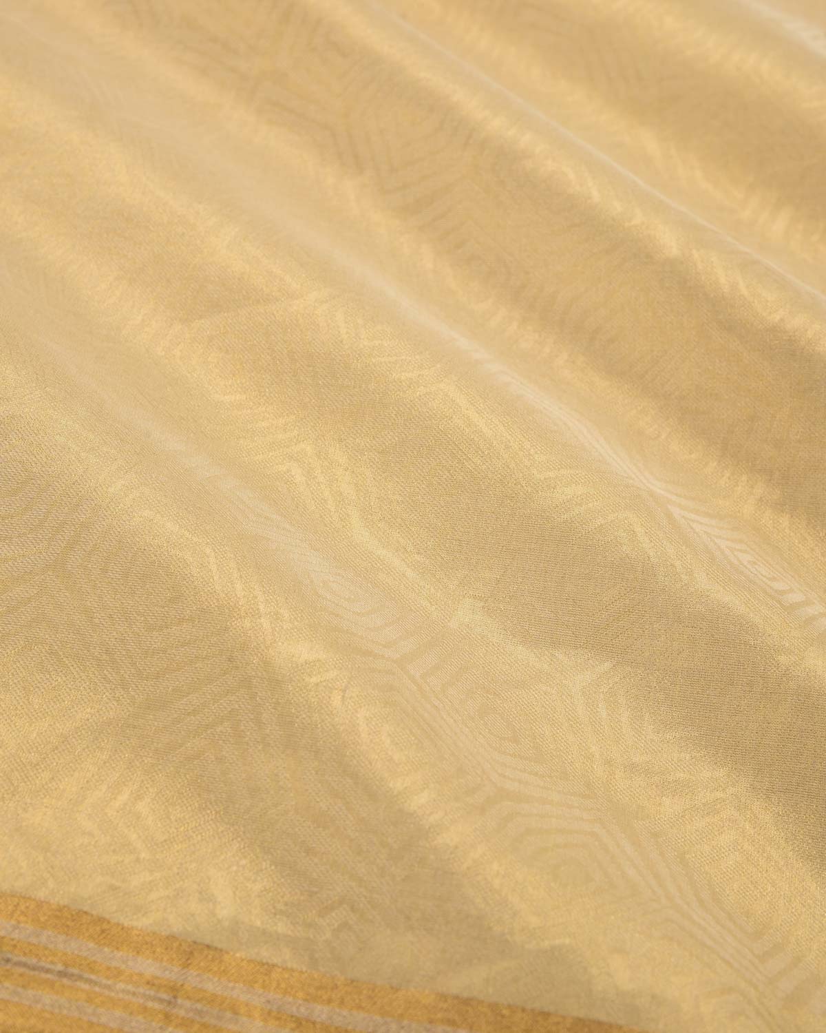 Metallic Gold Watermark Illusion Tanchoi Woven Banarasi Kora Tissue Saree-HolyWeaves