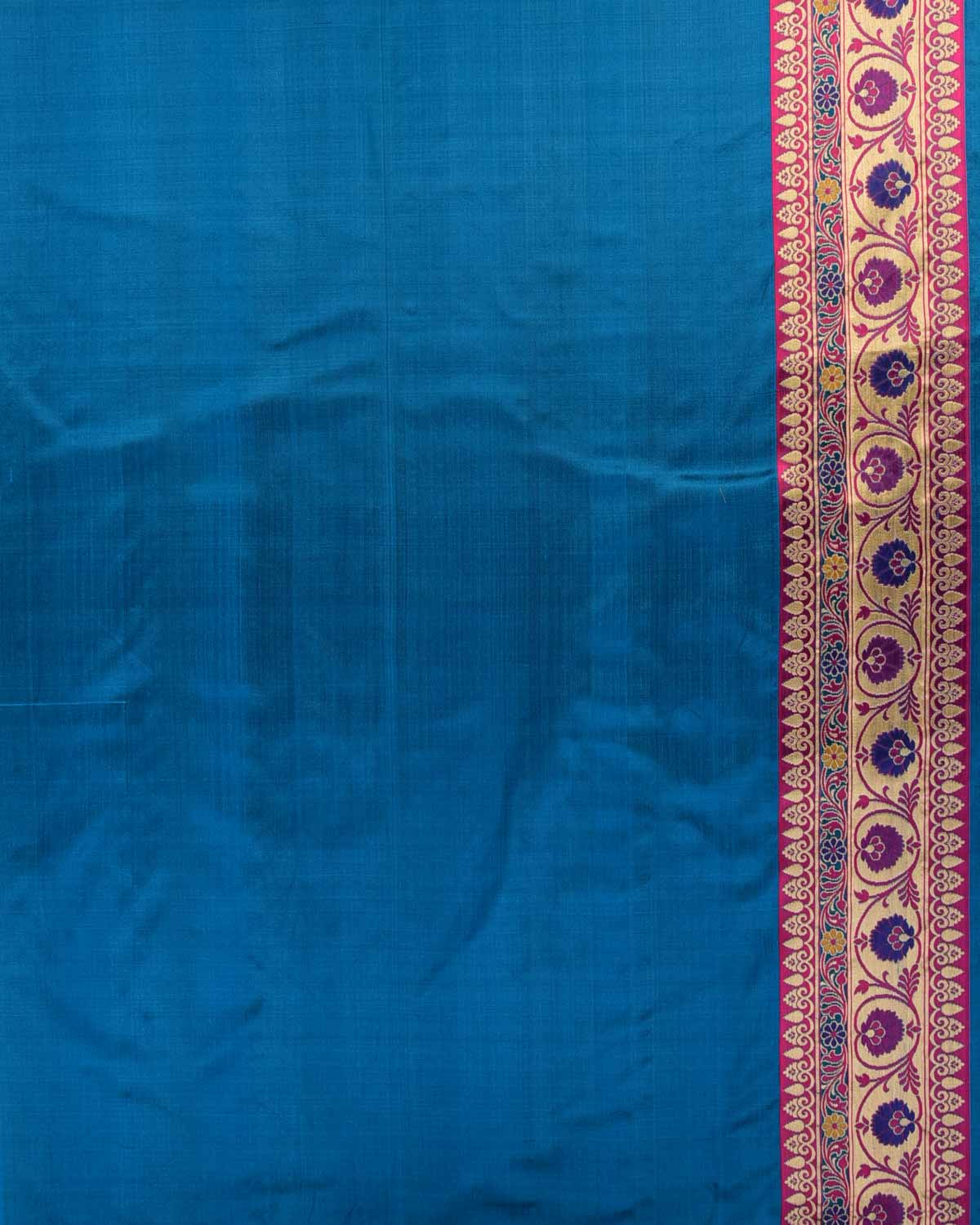 Prussian Blue Banarasi Patola Cutwork Brocade Handwoven Katan Silk Saree-HolyWeaves