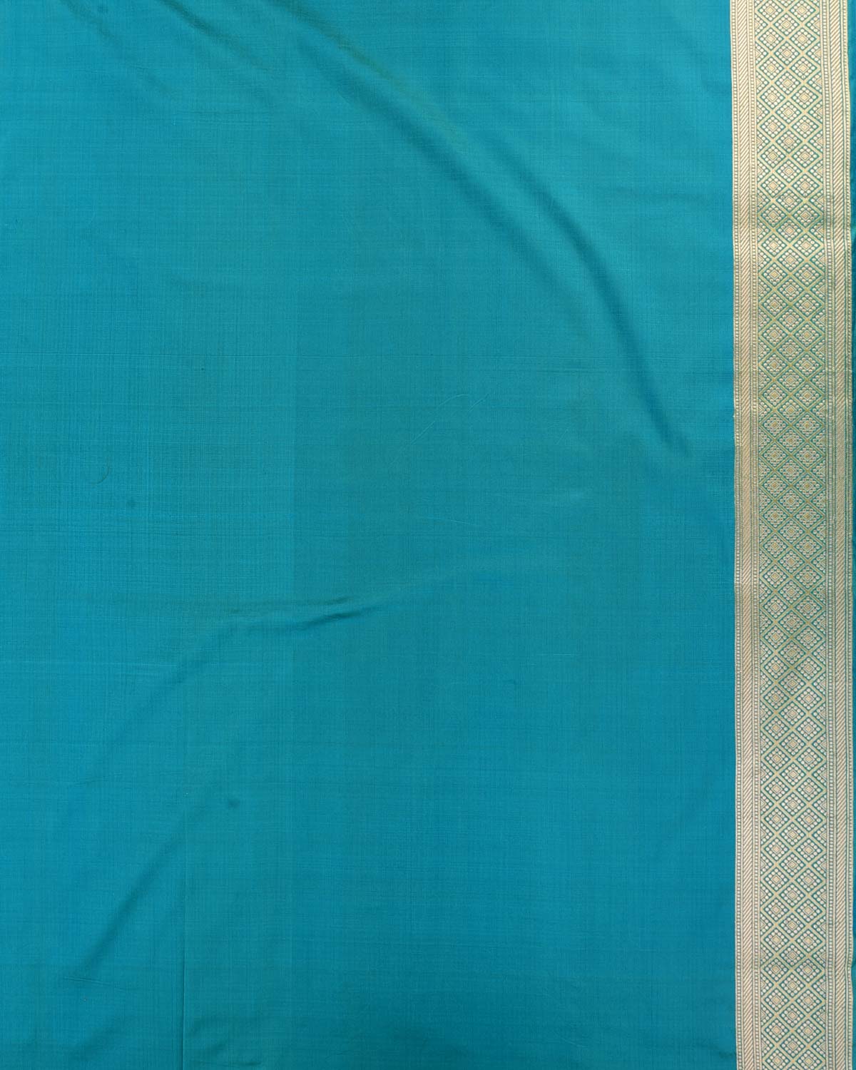 Shot Blue-Green Banarasi Gold Zari Jaal Cutwork Brocade Handwoven Katan Silk Saree-HolyWeaves