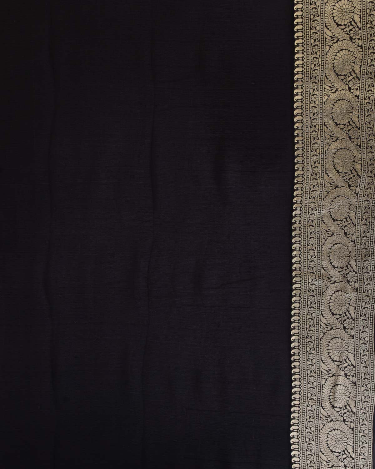 Ombre Gray Gold Zari Ornament Chevron Cutwork Brocade Handwoven Khaddi Georgette Banarasi Saree-HolyWeaves