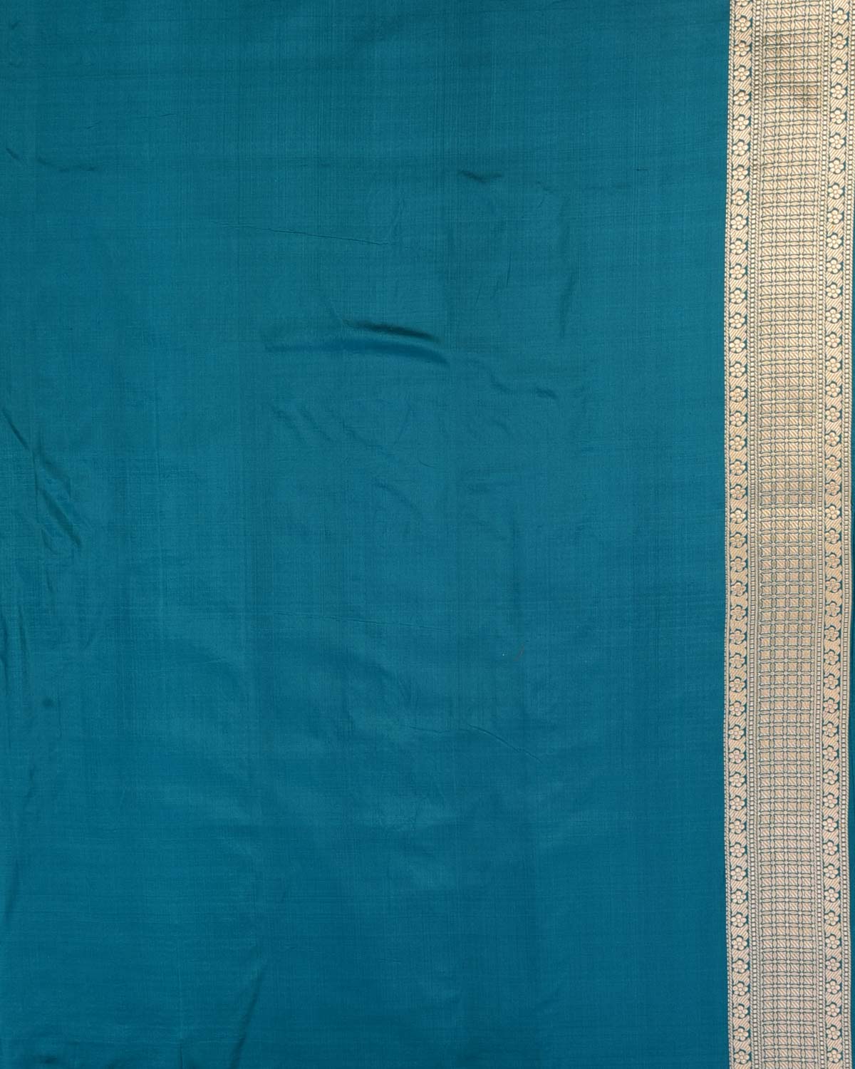 Shot Teal Blue Gold Zari And Meena Mughal Damask Cutwork Brocade Handwoven Katan Silk Banarasi Saree-HolyWeaves