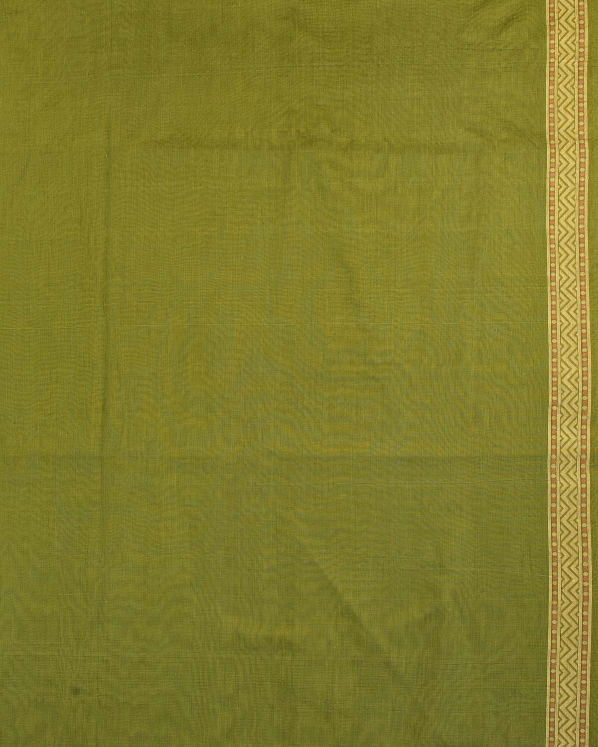 Olive Green Resham Buti Cutwork Brocade Woven Art Cotton Silk Banarasi Saree-HolyWeaves