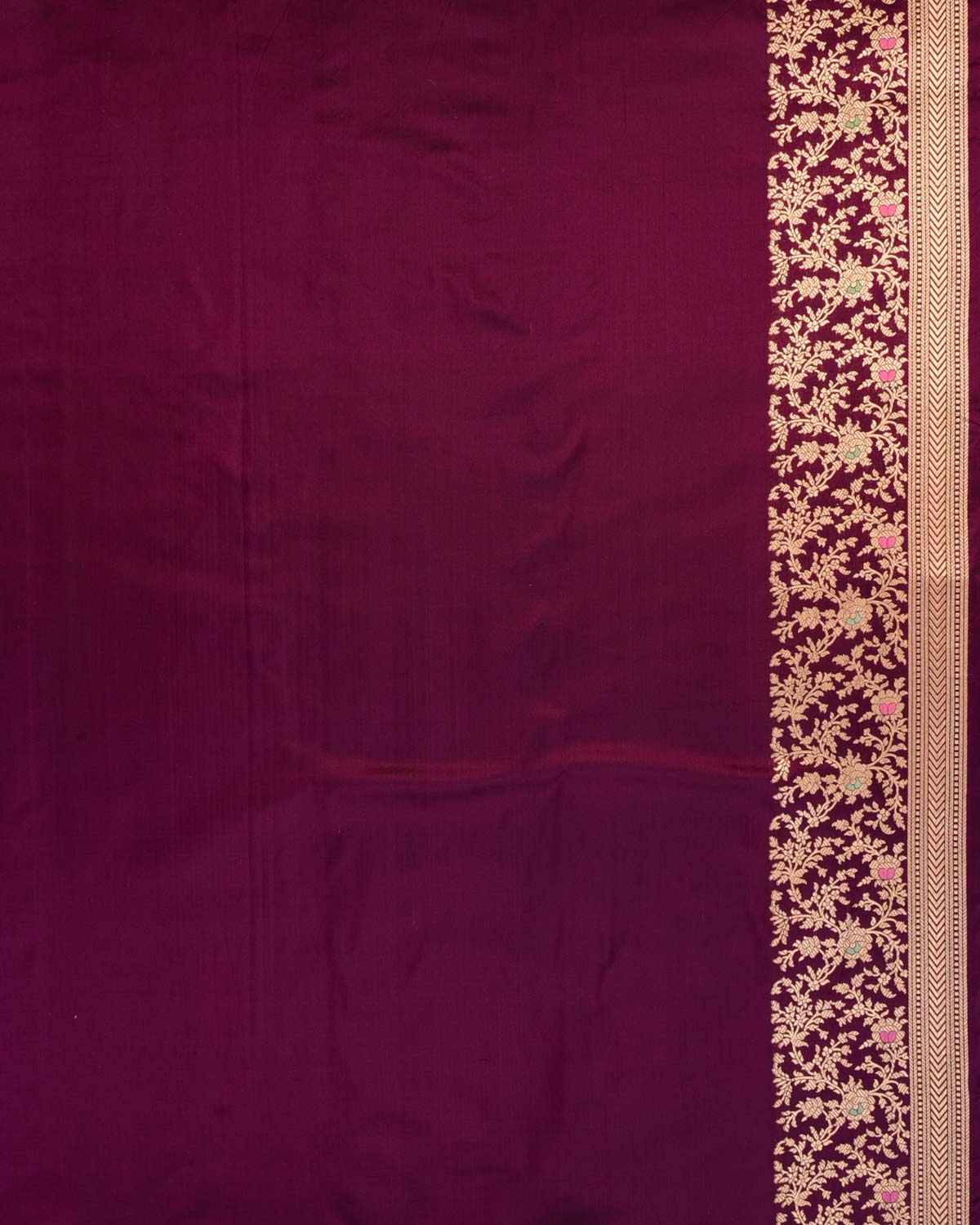 Byzantium Purple Metallic Gold & Silver Zari with Meenekari Floral Jaal Cutwork Brocade Handwoven Katan Silk Banarasi Saree-HolyWeaves