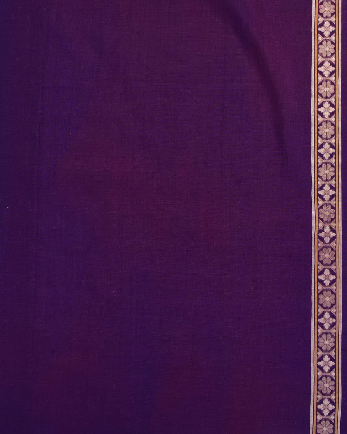 Purple Utpalambari Gold & Silver Zari Jaal Cutwork Brocade Handwoven Cotton Banarasi Saree with Koniya Buta-HolyWeaves