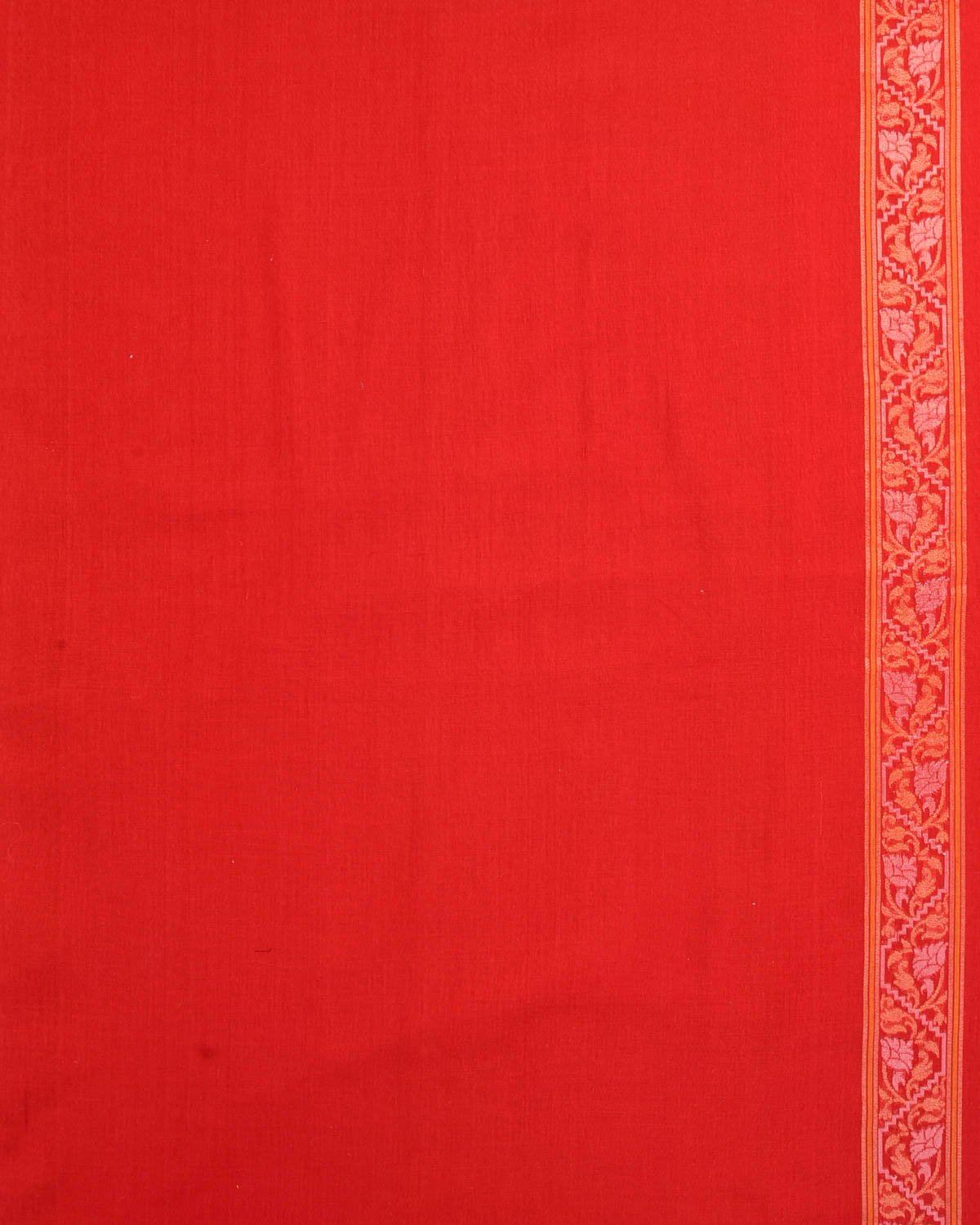 Red Rakhtambari Gold & Silver Zari Diagonal Ornament Stripes Cutwork Brocade Handwoven Cotton Banarasi Saree with Koniya Buta-HolyWeaves