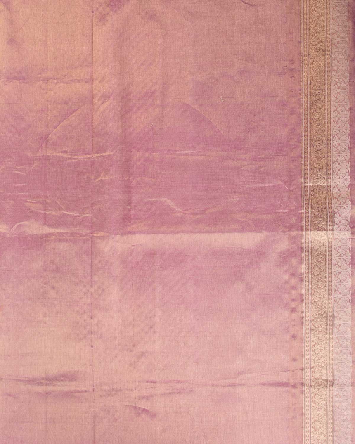 Metallic Mauve Gold Zari And White Cotton Alfi Jangla Cutwork Brocade Handwoven Kora Tissue Banarasi Saree-HolyWeaves