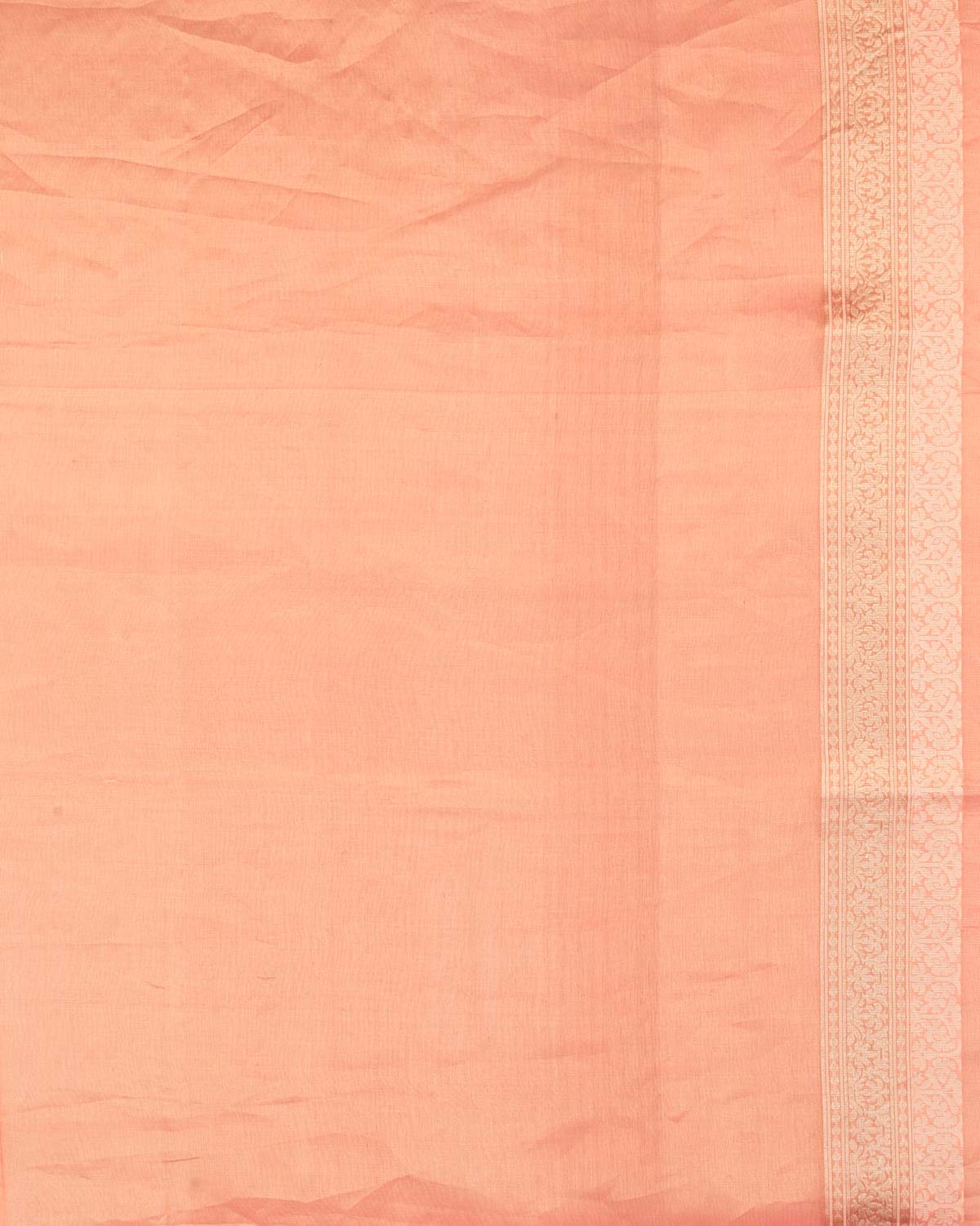 Metallic Peach Gold Zari And White Cotton Alfi Jangla Cutwork Brocade Handwoven Kora Tissue Banarasi Saree-HolyWeaves