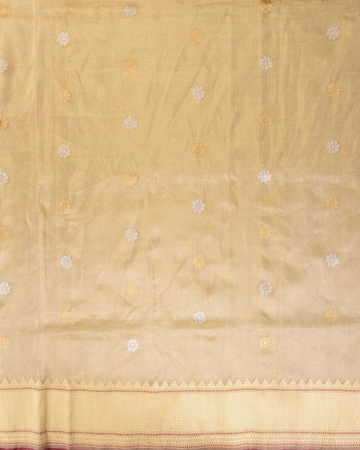 Metallic Gold Gold & Silver Zari Buti Kadhuan Brocade Handwoven Tissue Banarasi Saree-HolyWeaves