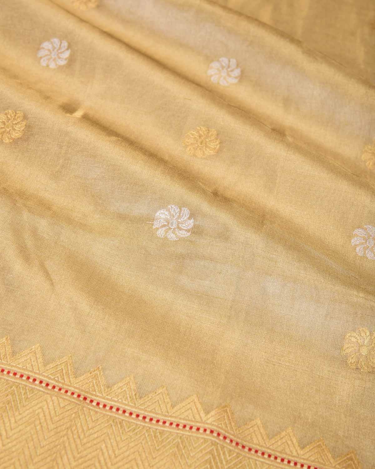 Metallic Gold Gold & Silver Zari Buti Kadhuan Brocade Handwoven Tissue Banarasi Saree-HolyWeaves