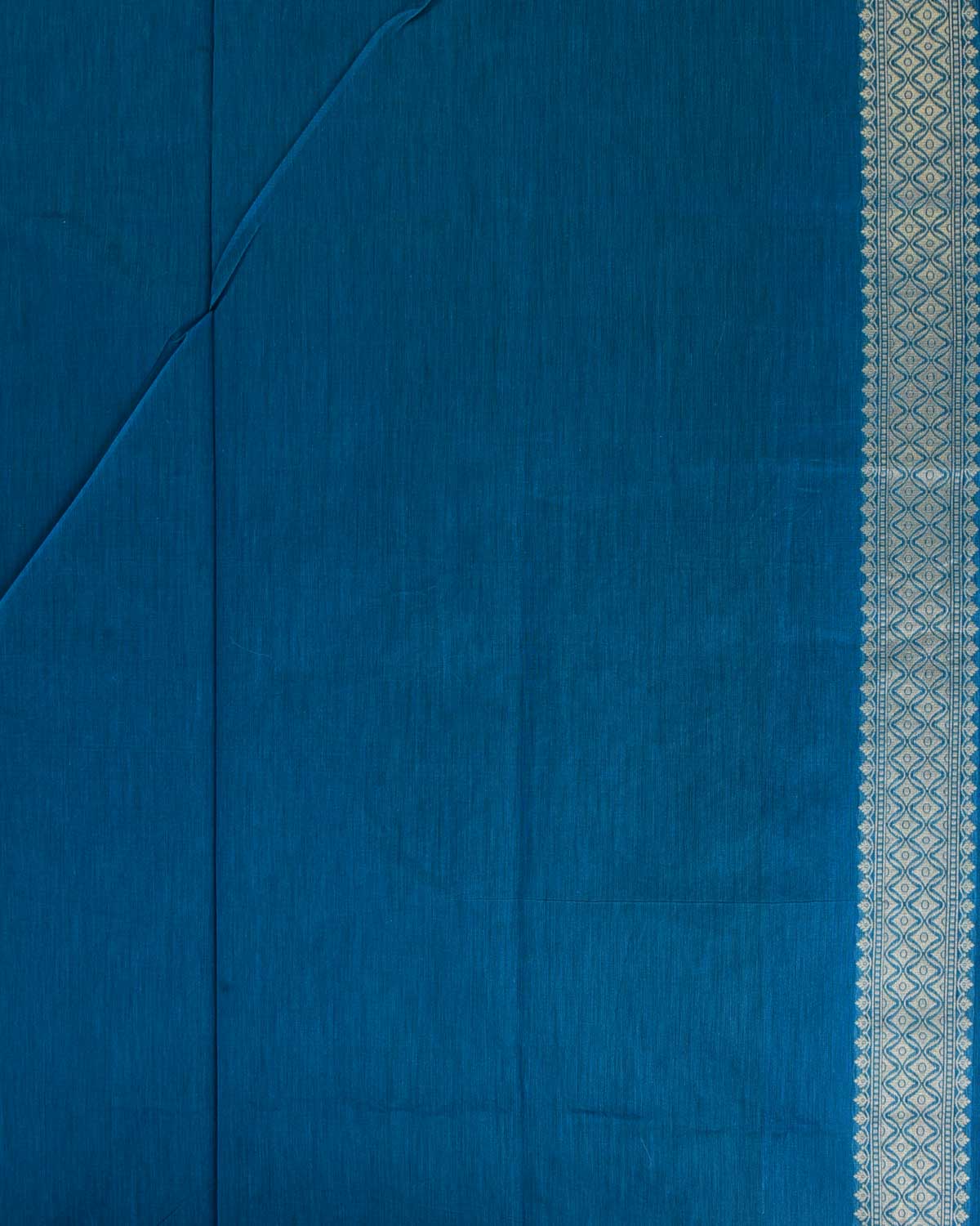 Royal Blue Gold Zari Leaf Buti Cutwork Brocade Woven Art Cotton Silk Banarasi Saree-HolyWeaves