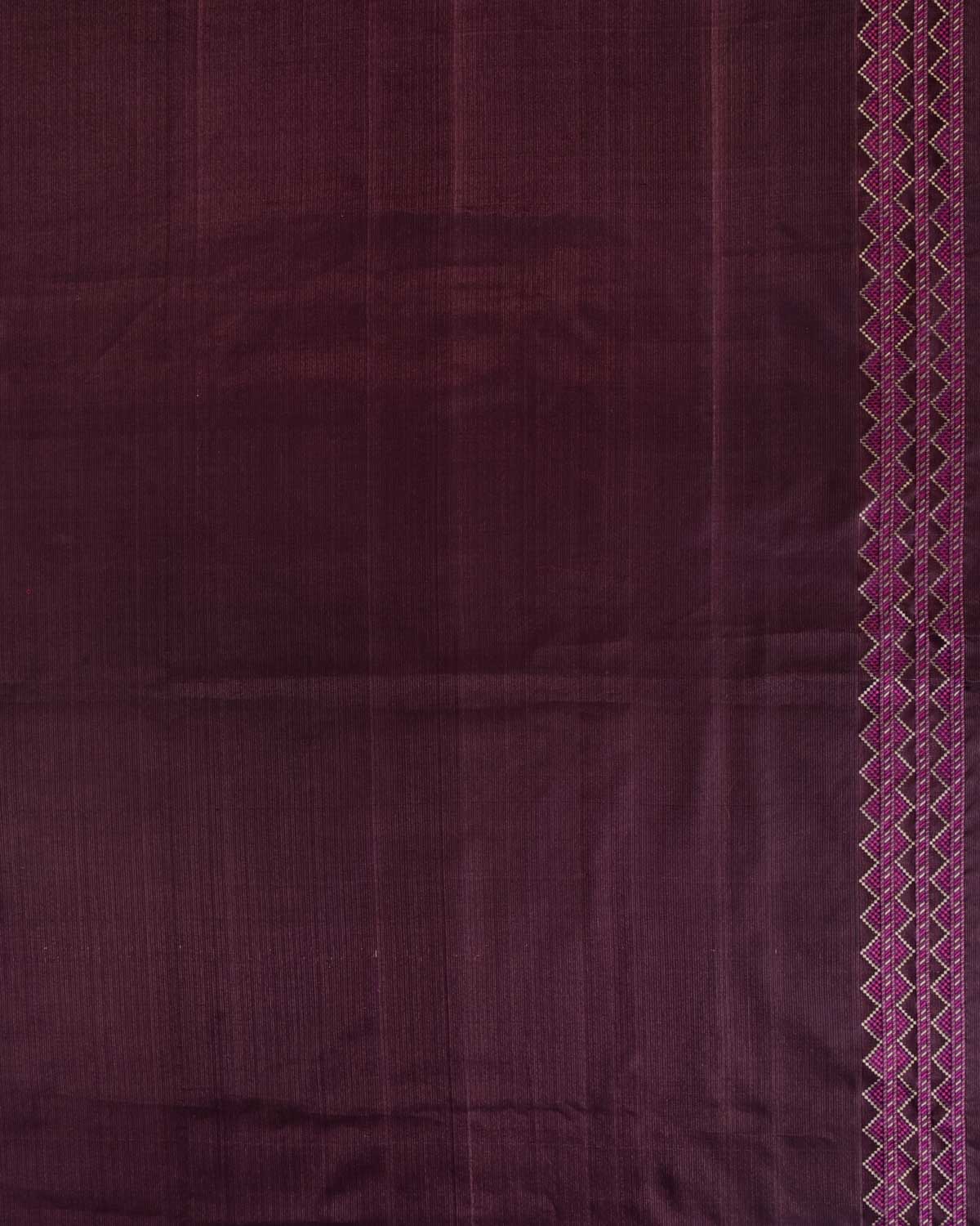 Purple Gold Zari & Resham Tehra Satin Jamawar Brocade Handwoven Katan Silk Banarasi Saree-HolyWeaves