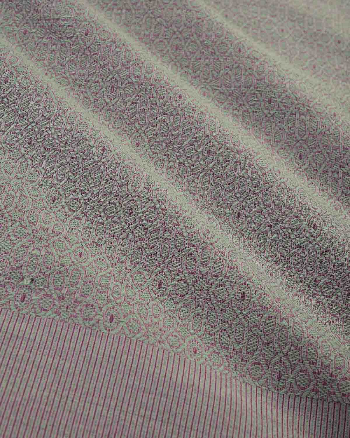 Matte Shot Mauve Banarasi Moroccon Mosaic Tanchoi Handwoven Silk Wool Shawl-HolyWeaves