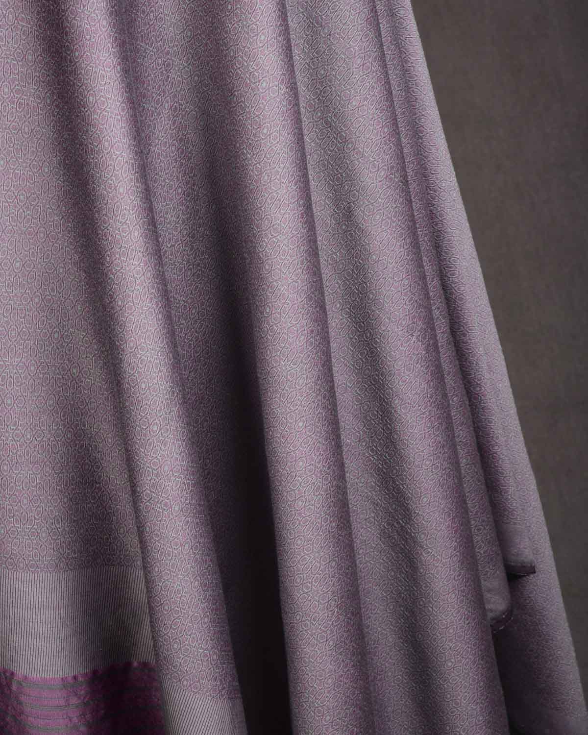 Matte Shot Mauve Banarasi Moroccon Mosaic Tanchoi Handwoven Silk Wool Shawl-HolyWeaves