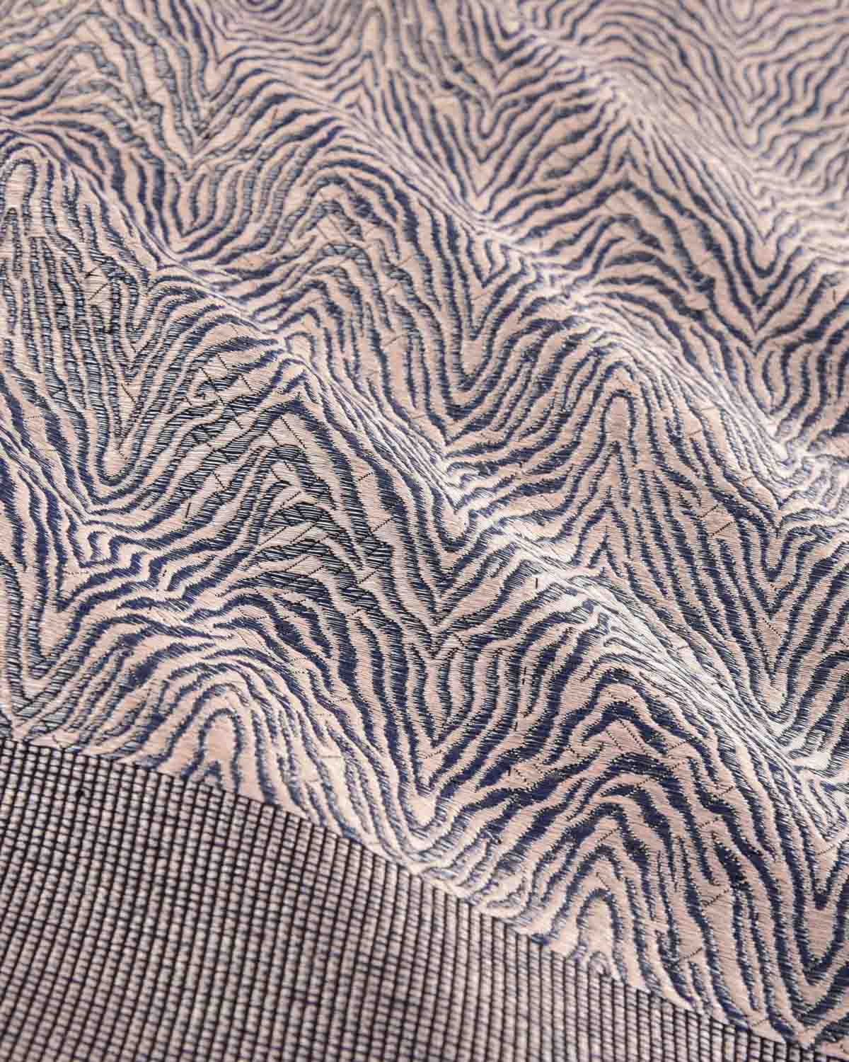 Metallic English Lavender Tiger Stripes Brocade Handwoven Silk Wool Dress Shawl-HolyWeaves