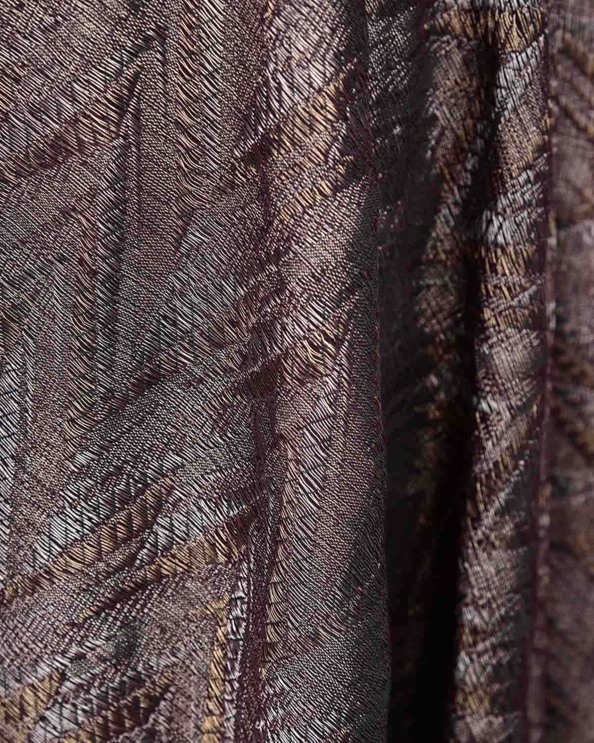 Metallic Midnight Green Gold & Silver Zari Persian Brocade Handwoven Silk Wool Dress Shawl-HolyWeaves