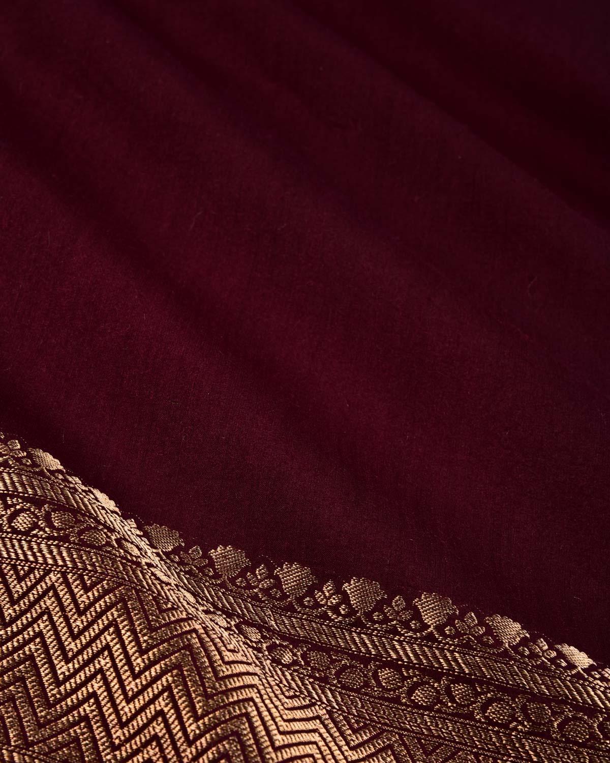 Mahogany Banarasi Brocade Woven Muga Silk Saree - By HolyWeaves, Benares