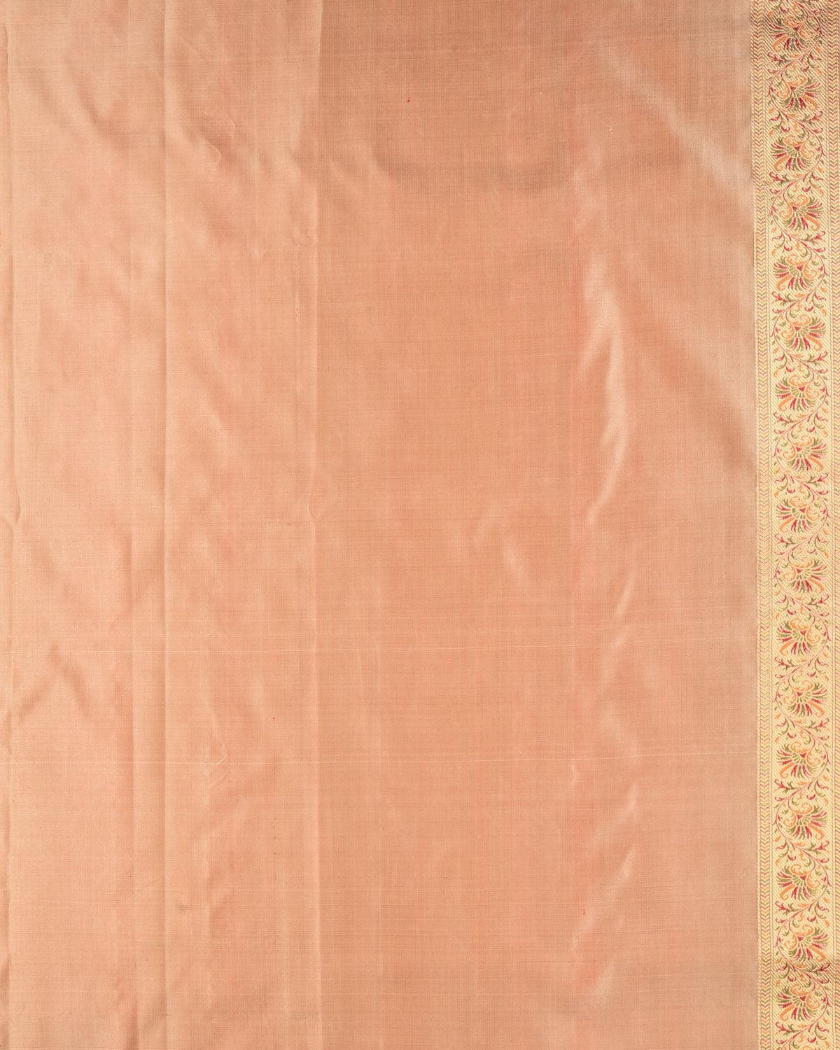 Beige Banarasi Tehri Resham & Zari Paisley Jamawar Brocade Handwoven Katan Silk Saree - By HolyWeaves, Benares