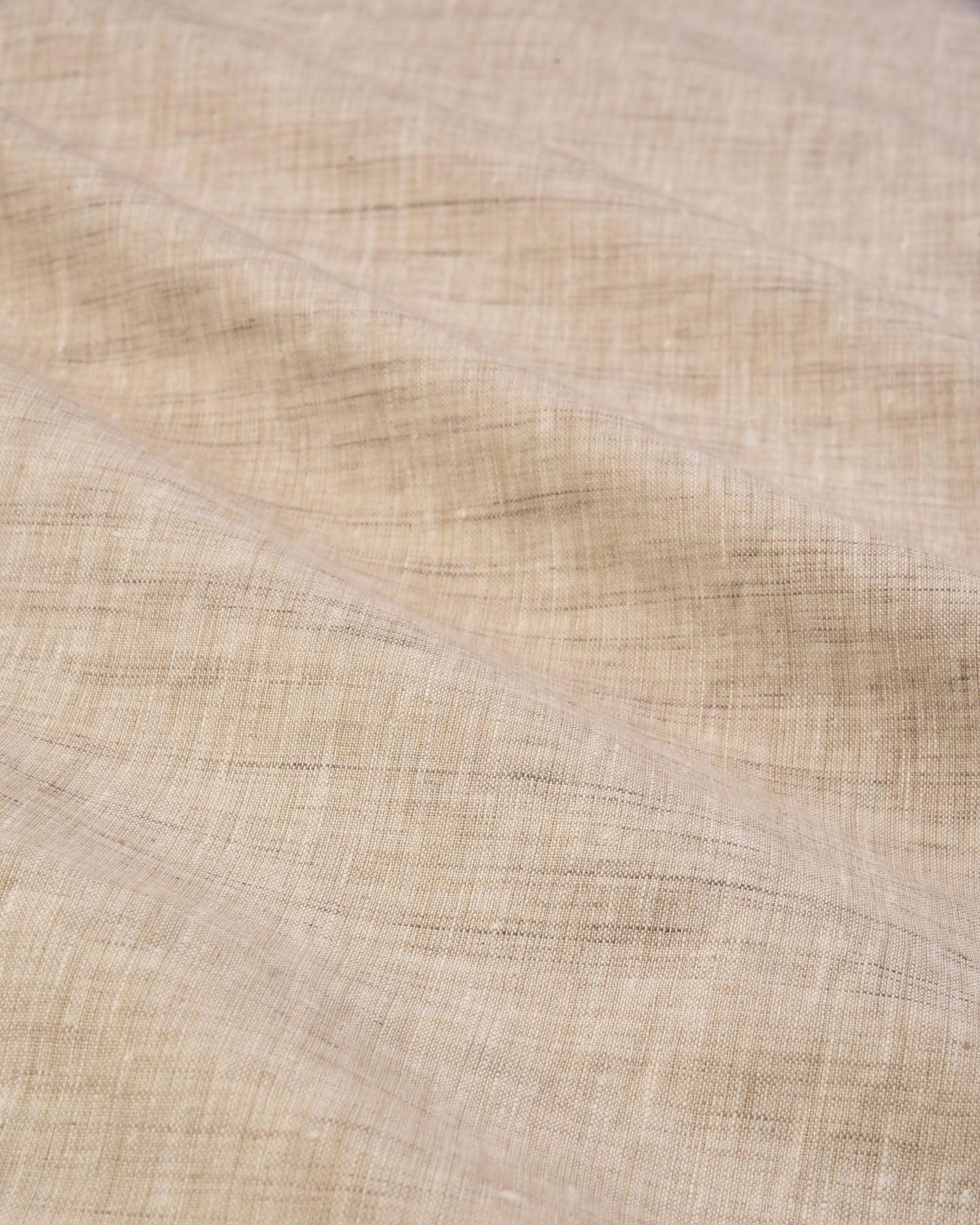 Beige Textured Plain Woven Cotton Linen Fabric
