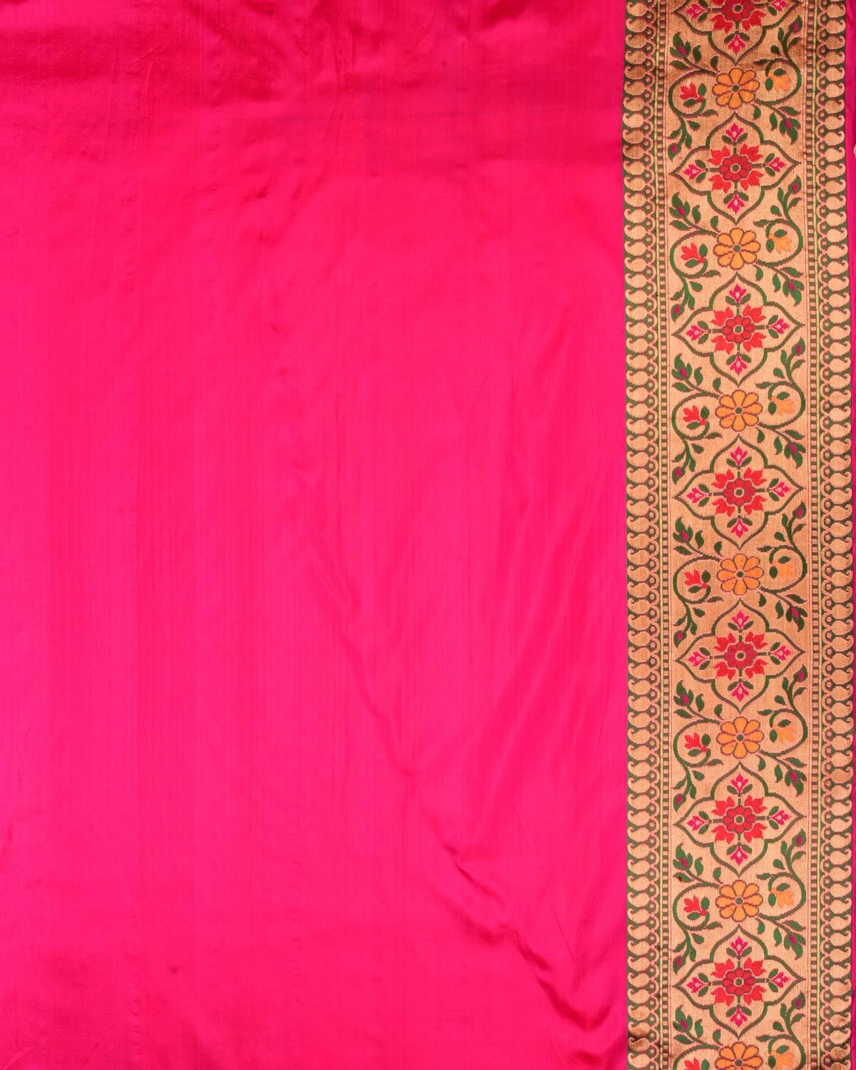 Bridal Red-Pink Banarasi Tehra Patola Cutwork Brocade Handwoven Katan Silk Saree - By HolyWeaves, Benares