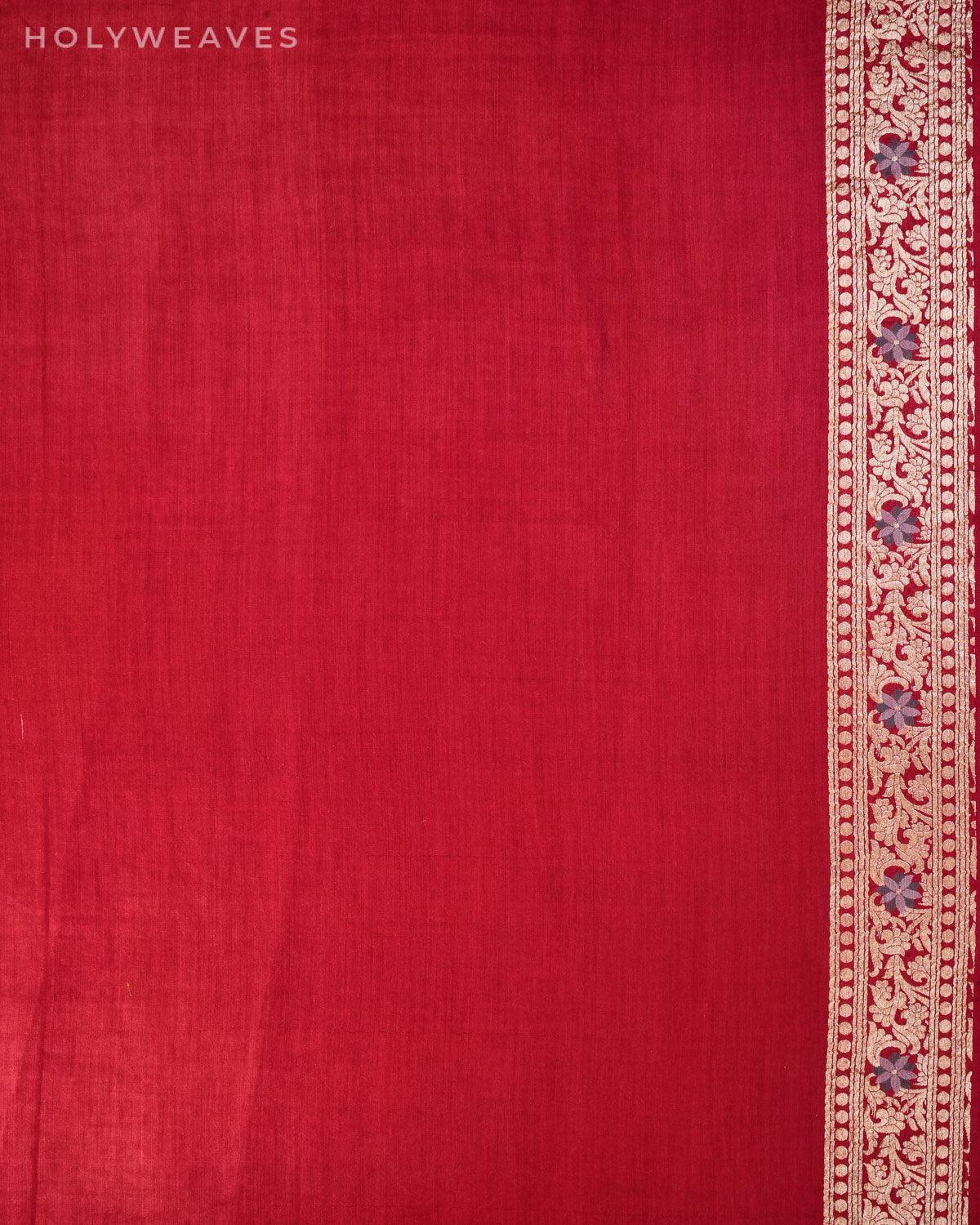 Maroon Banarasi Tehri Cutwork Brocade Handwoven Muga Silk Saree - By HolyWeaves, Benares