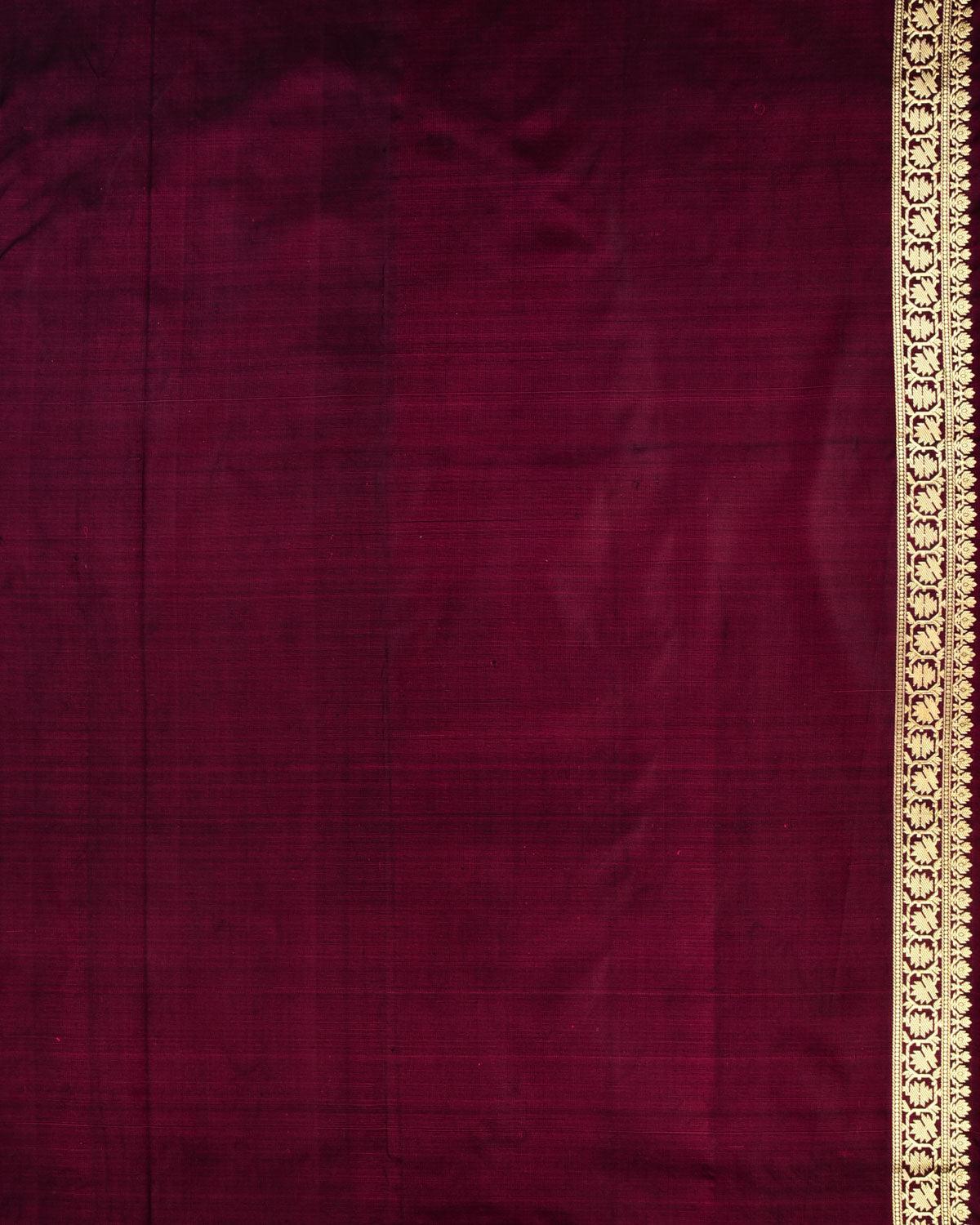 Midnight Purple Banarasi Gulab Jaal Resham Tanchoi Handwoven Katan Silk Saree - By HolyWeaves, Benares