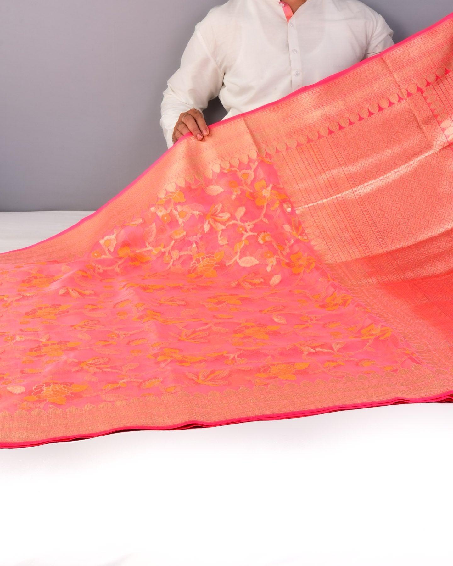 Multi-color Banarasi Shifting Candy Stripes Rangkaat Brocade Handwoven Kora  Silk Saree - By HolyWeaves, Benares