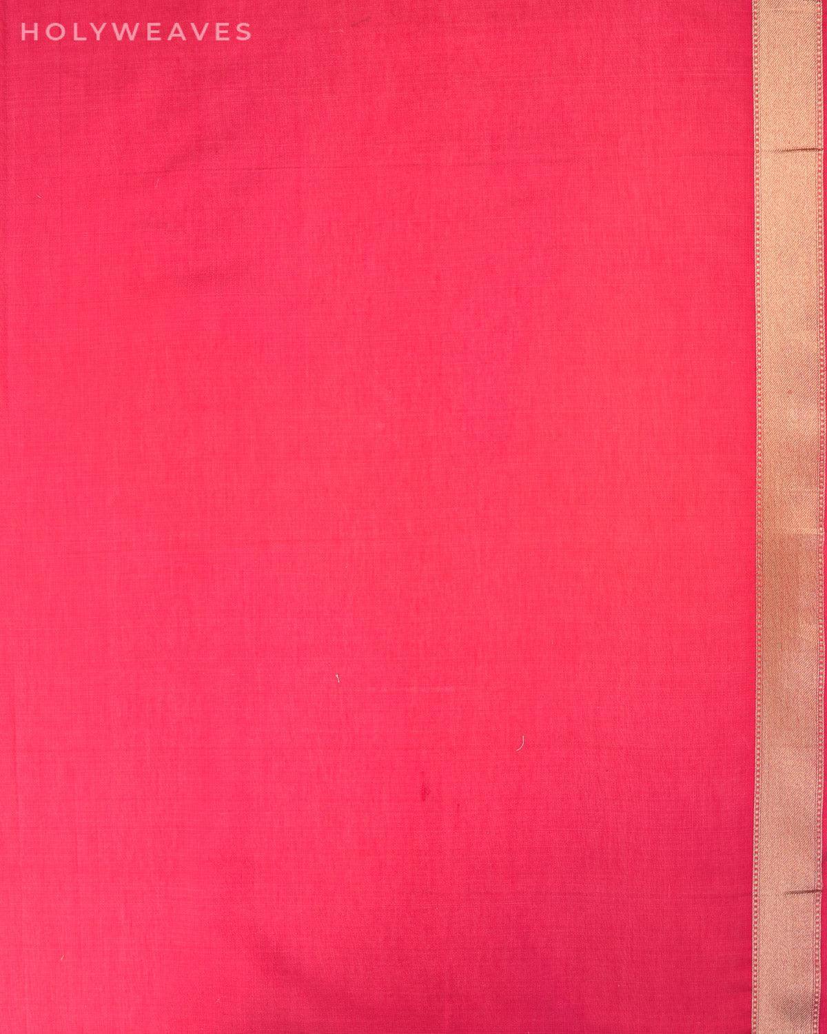 Pink Banarasi Chevron Zig-Zag Alfi Cutwork Brocade Handwoven Cotton Silk Saree - By HolyWeaves, Benares