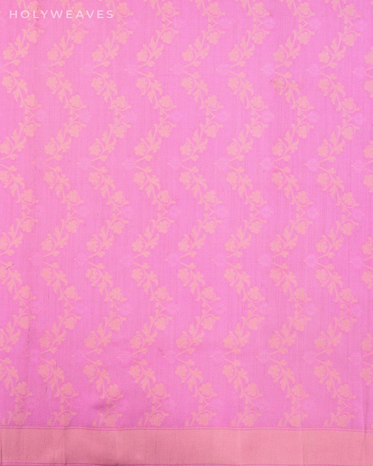 Pink Banarasi Resham Leheriya Cutwork Brocade Handwoven Cotton Silk Saree - By HolyWeaves, Benares