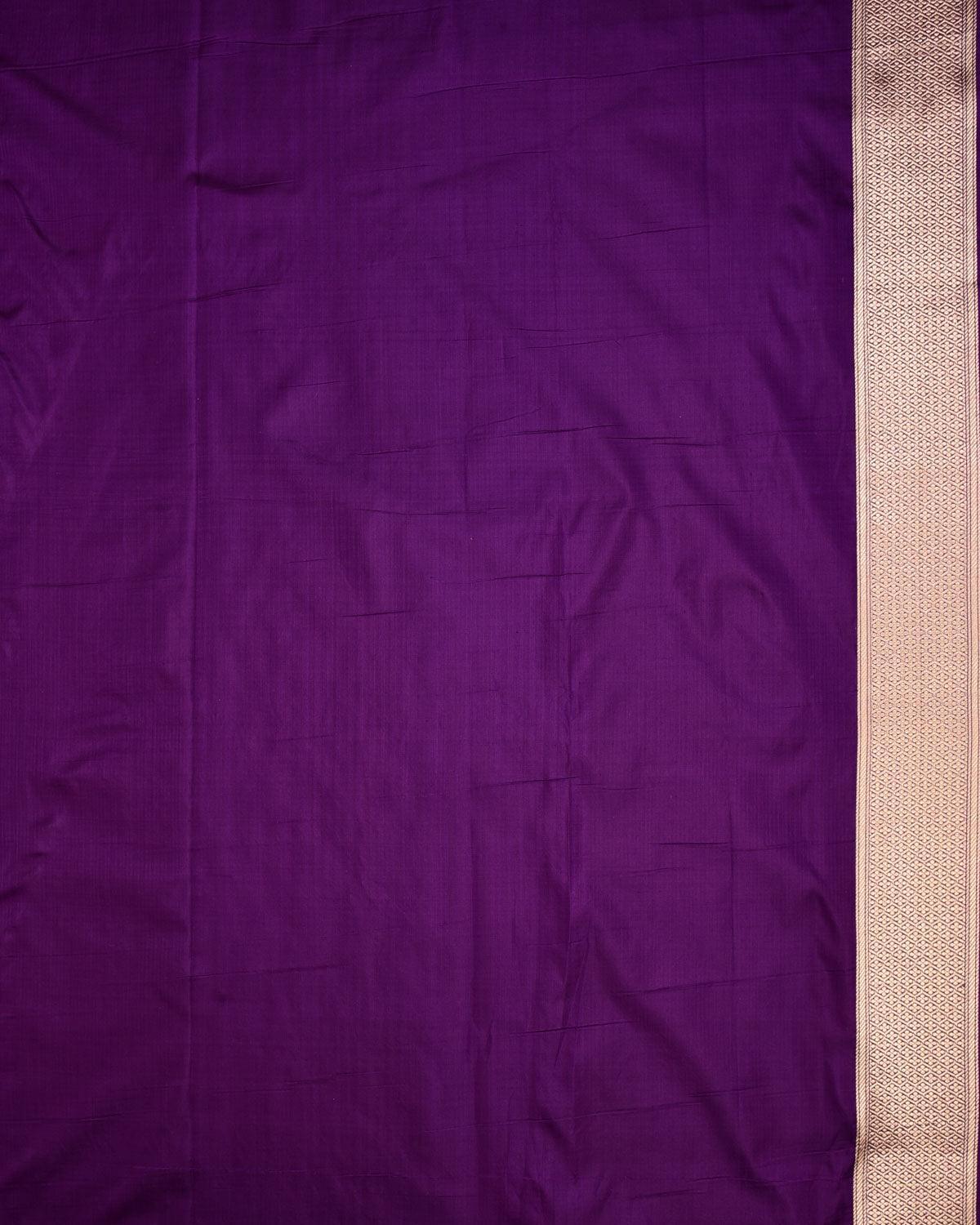 Purple Banarasi Patola Gold Zari Cutwork Brocade Handwoven Katan Silk Saree - By HolyWeaves, Benares