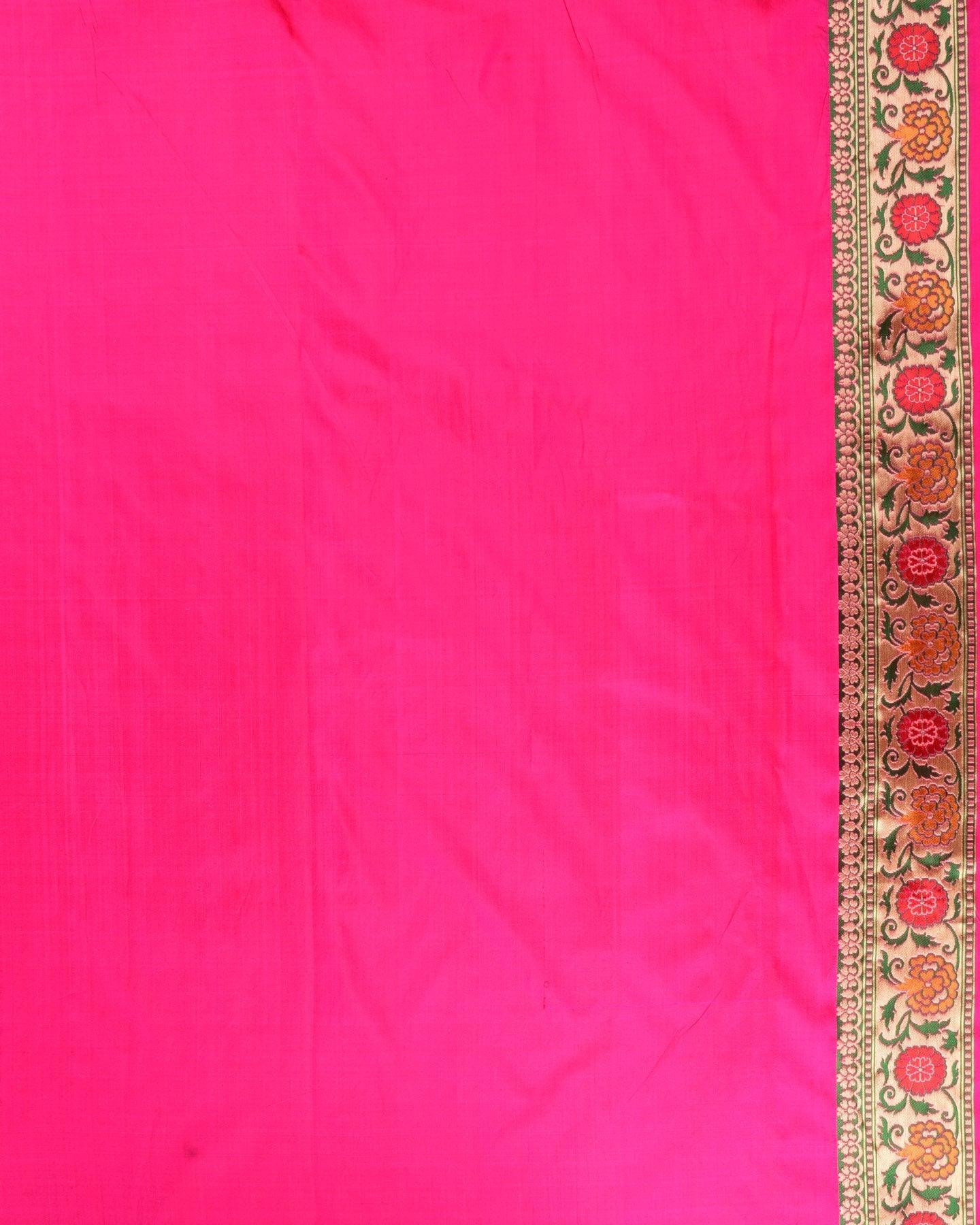 Rani Pink Banarasi Patola Chauhara Meena Cutwork Brocade Handwoven Katan Silk Saree - By HolyWeaves, Benares