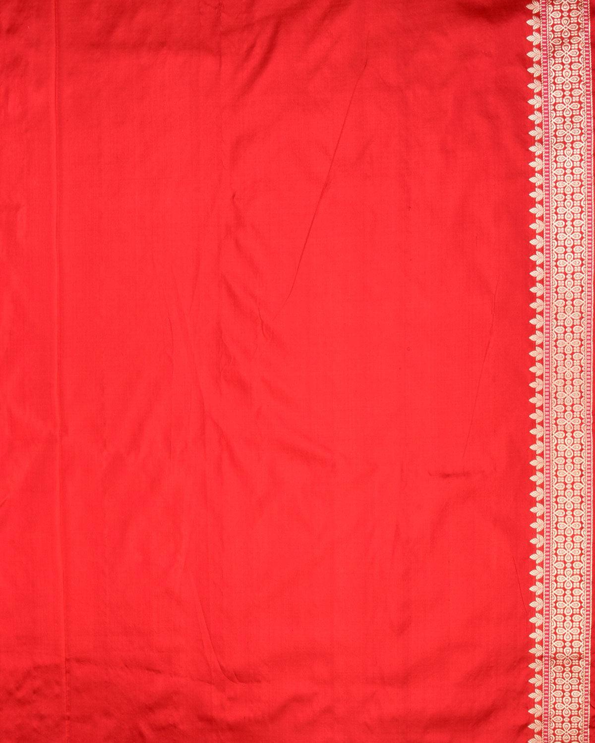 Red Banarasi Gold & Silver Zari Buti Kadhuan Brocade Handwoven Katan Silk Saree - By HolyWeaves, Benares