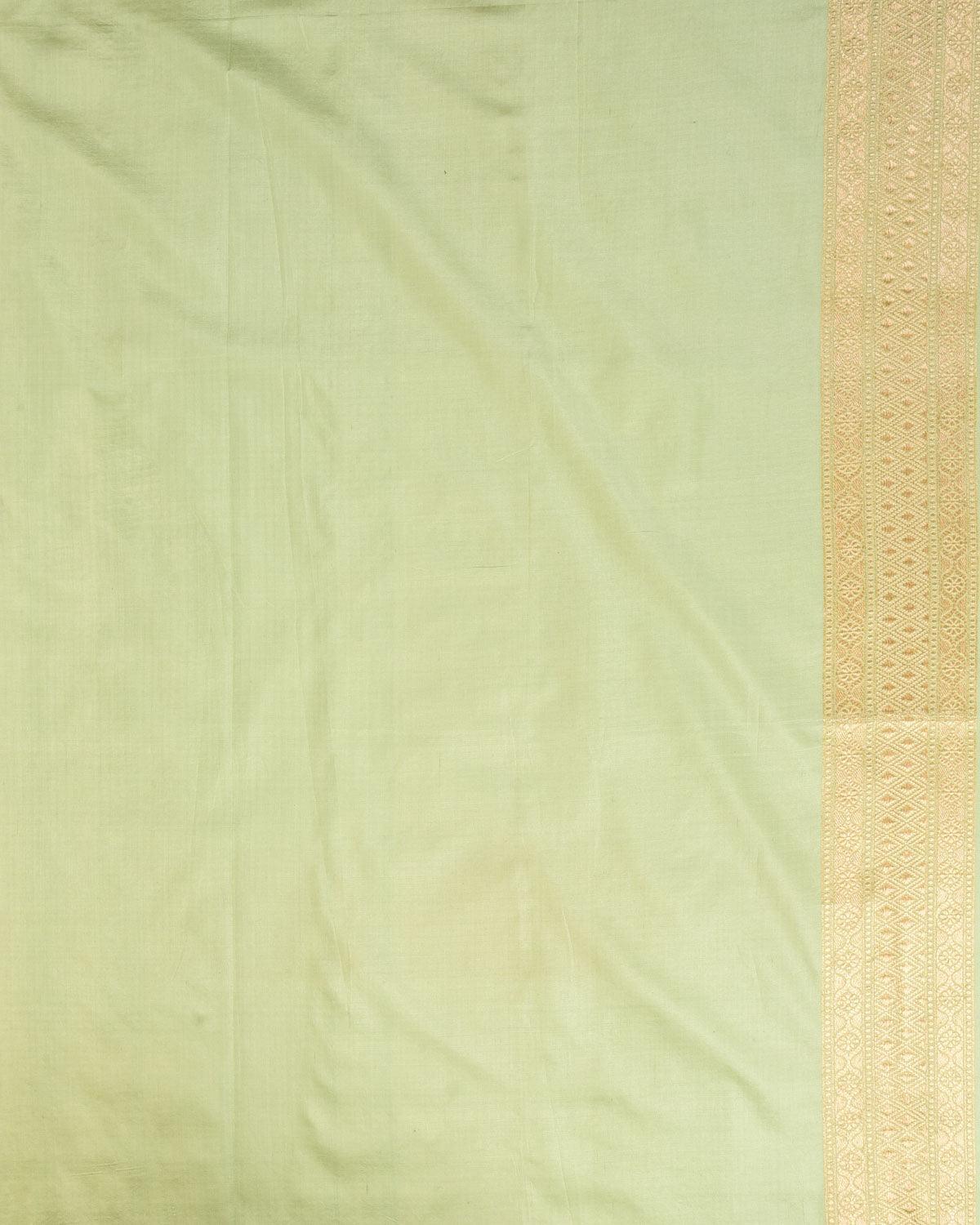 Sage Green Banarasi Gold & Silver Zari Alfi Floral Jaal Cutwork Brocade Handwoven Katan Silk Saree - By HolyWeaves, Benares