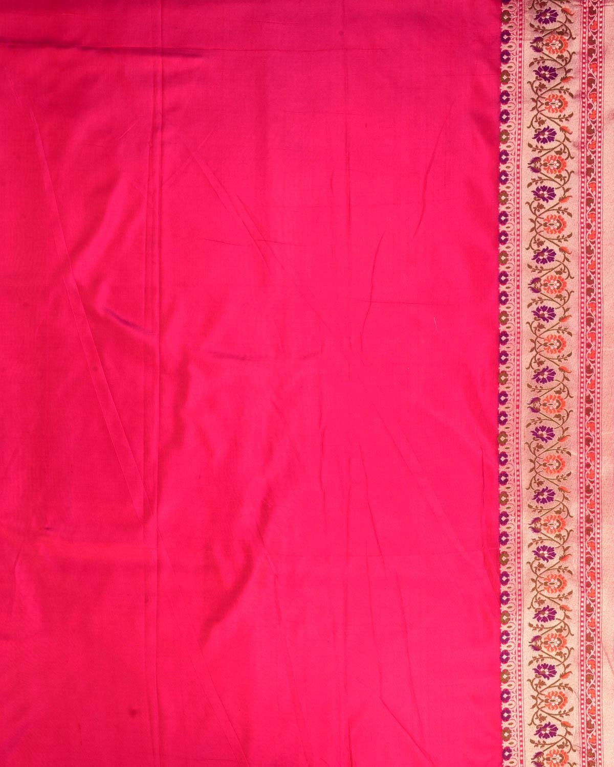 Shot Rani Pink Banarasi Patola Chauhara Meena Cutwork Brocade Handwoven Katan Silk Saree - By HolyWeaves, Benares