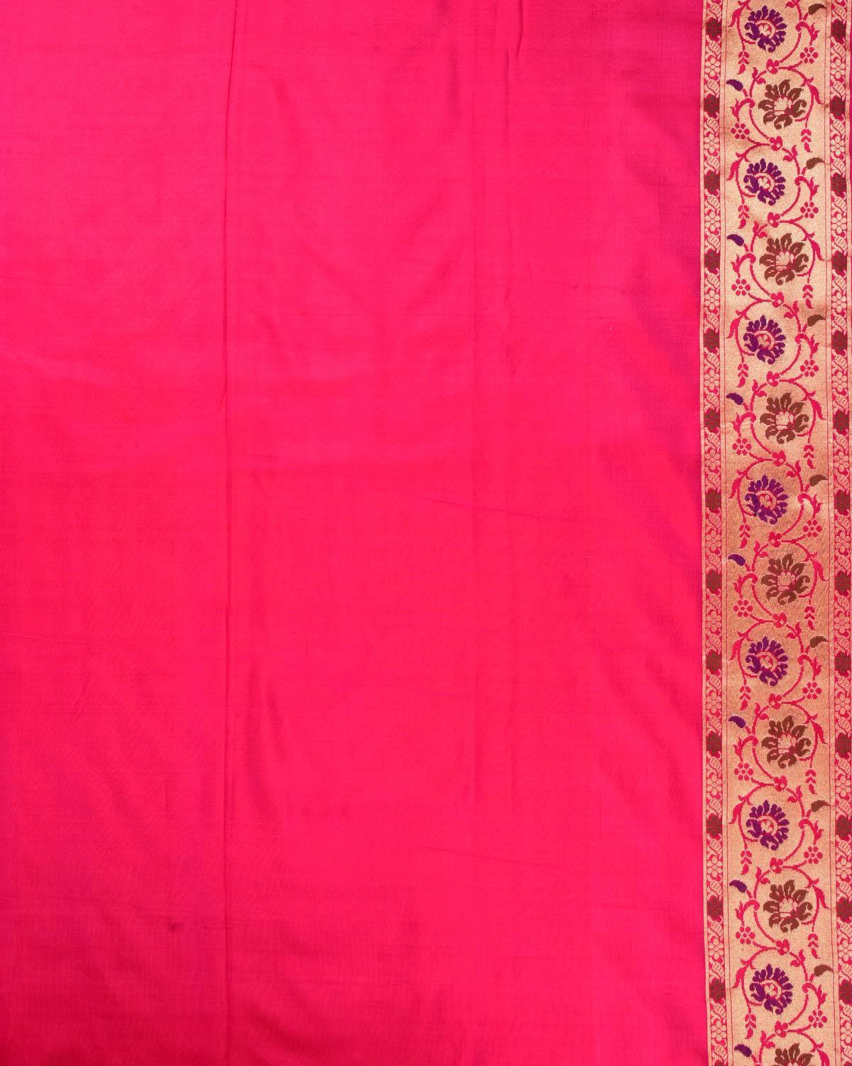 Shot Rani Pink Banarasi Patola Tehra Meena Gold Zari Cutwork Brocade Handwoven Katan Silk Saree - By HolyWeaves, Benares