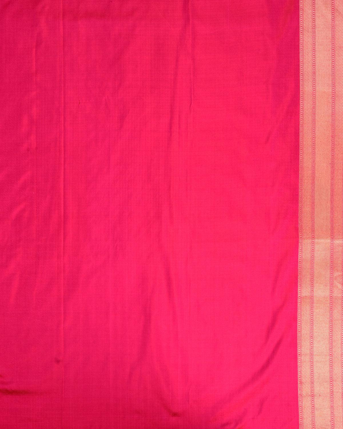 Shot Red Pink Banarasi Diagonal Stripes Gold Zari Brocade Handwoven Katan Silk Saree - By HolyWeaves, Benares